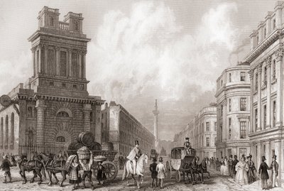 King William Street e St Mary Woolnoth, Londres, Inglaterra de English School