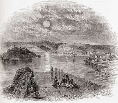 Kinsale, County Cork, Irlanda no século XIX, de Old England: A Pictorial Museum, pub. 1847 de English School