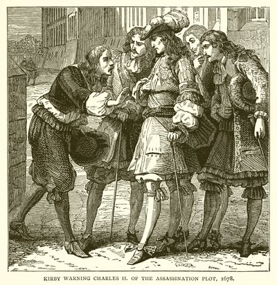 Kirby avisando Carlos II do Lote de Assassinato, 1678 de English School
