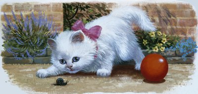 Gatinho com caracol e bola de English School
