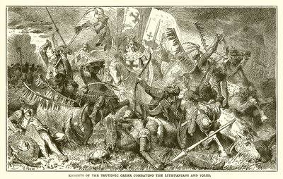 Cavaleiros da Ordem Teutônica combatendo os lituanos e poloneses de English School