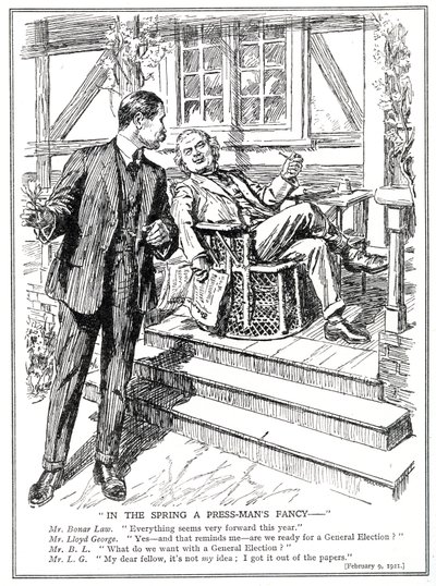 LLoyd George e Bonar Law discutem a perspectiva de uma eleição geral, fevereiro de 1920 de English School