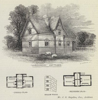 Casas de campo dos trabalhadores (gravura) de English School
