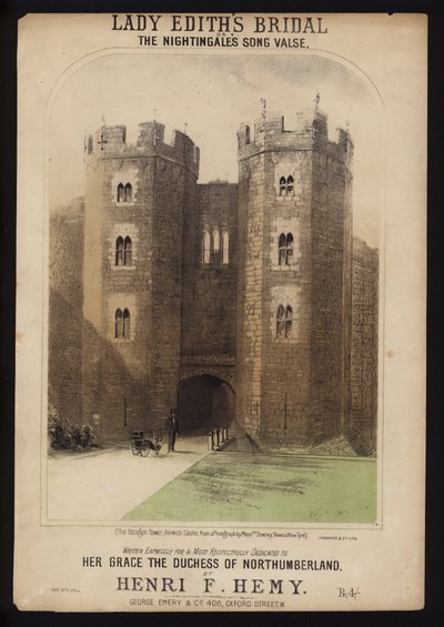 Lady Edith "s Bridal, escrita para a Duquesa de Northumberland por Henri F Hemy, capa da partitura de English School
