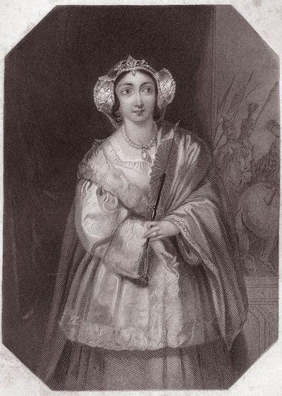 Lady Percy (Henrique IV) (Rei Henrique IV) em - "Galeria das mulheres de Shakespeare, coleção de quarenta e cinco retratos sérios das primeiras artistas de Londres, enriquecidos com avisos críticos e literários" por volta de 1838 - da "Galeria das mulheres de English School