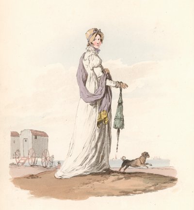Senhora em seu vestido de verão de English School