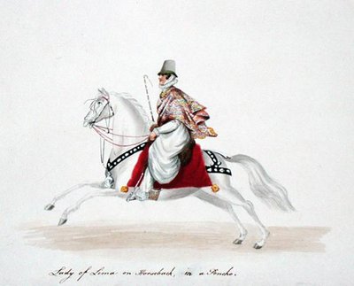 Senhora de Lima a Cavalo num Poncho de English School