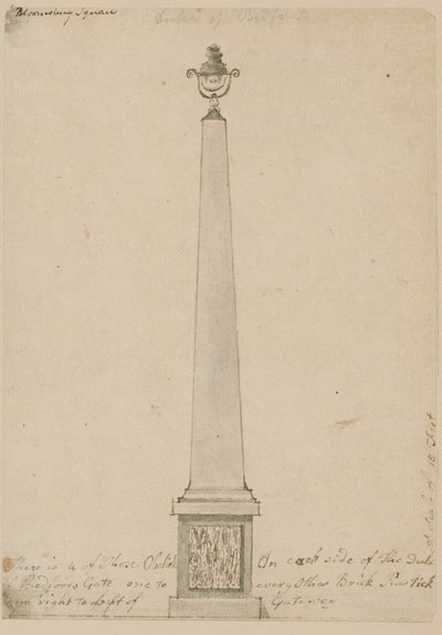 Lâmpada perto de Bedford House, Londres, tirada em 1799 de English School