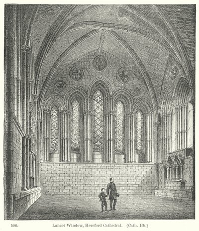 Janela de lanceta, Catedral de Hereford (gravura) de English School