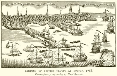 Aterrissagem de tropas britânicas em Boston, 1768 de English School