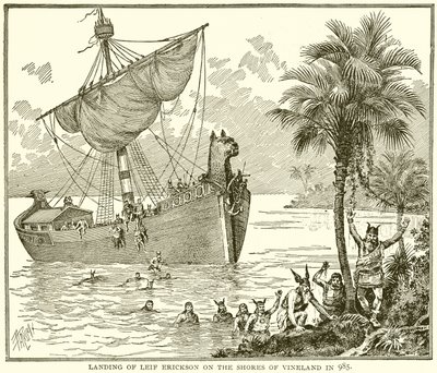 Aterrissagem de Leif Erickson nas costas em Vineland em 985 de English School