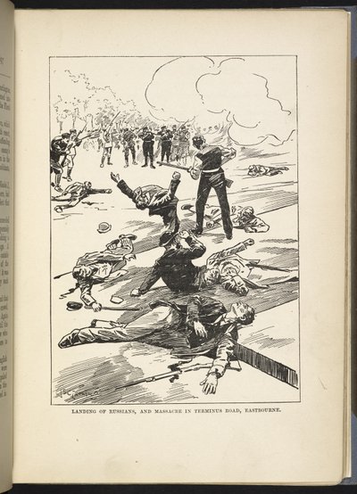 "Landing of Russians and massacre in Terminus Road, Eastbourne", ilustração de "The Great War in England in 1897" de William Le Queux de English School