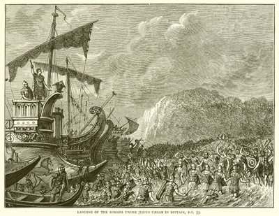 Desembarque dos romanos sob Júlio César na Grã-Bretanha, BC 55 de English School