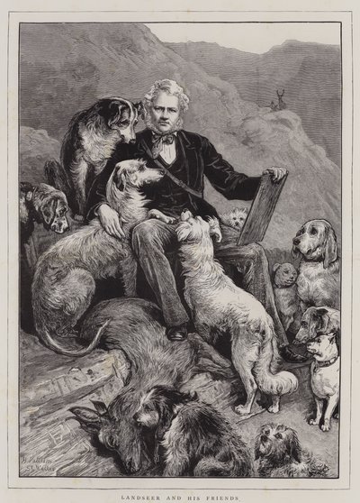 Landseer and his Friends (gravura) de English School