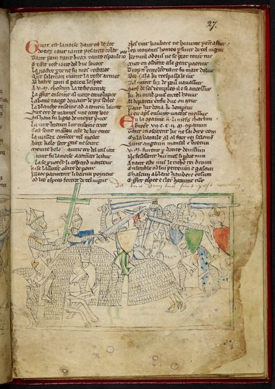 Lansdowne 782 f.27r Uma batalha entre cavaleiros montados, de 