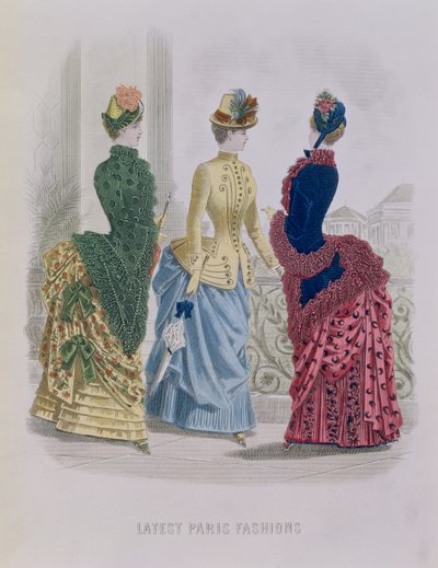 Últimas Paris Modas, vestidos de três dias em um prato de moda da rainha, maio de 1885 de English School