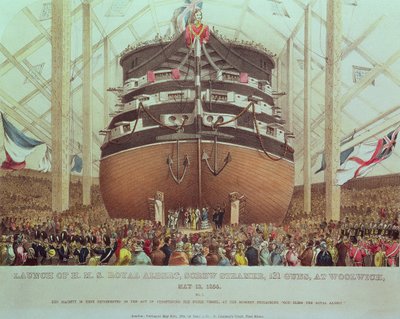 Lançamento do HMS Royal Albert, Screw Steamer, 131 armas, em Woolwich, 13 de maio de 1854 de English School