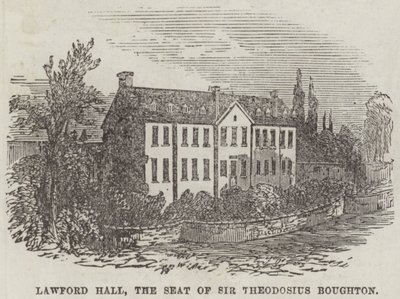 Lawford Hall, a Sede de Sir Theodosius Boughton (gravura) de English School