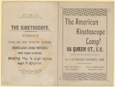 Folheto publicitário O Kinetoscope de English School