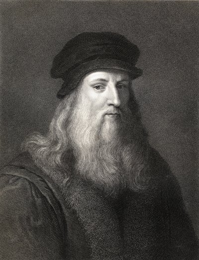 Gravura de Leonardo da Vinci (1452-1519) de English School