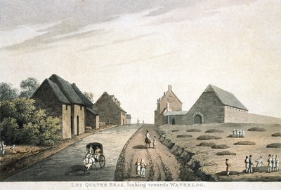 Les Quatre Bras, olhando para Waterloo, publicado por R. Bowyer de English School