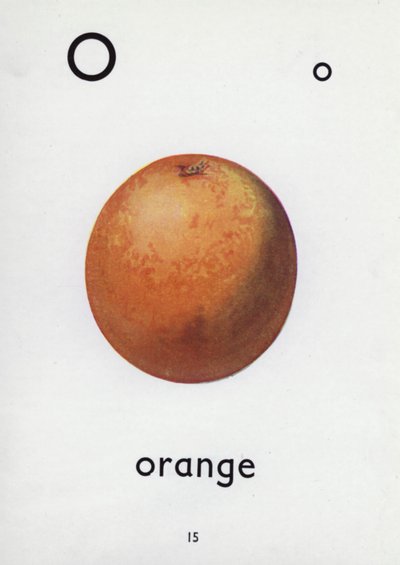 Letra O, laranja (cor litho) de English School