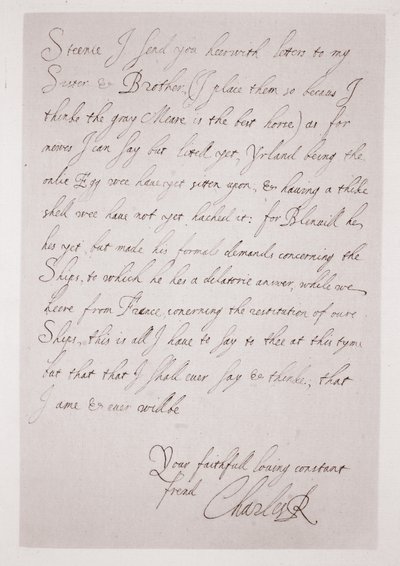 Carta de Carlos I ao Duque de Buckingham de English School