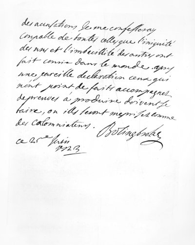 Carta enviada por Lord Bolingbroke ao Abbé Alari (lito) de English School