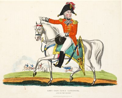 Tenente General Lorde Linedock, pub. por Richard Evans, engr romney, ilustração de um relato histórico da batalha de Waterloo por William Mudford, 1816 de English School