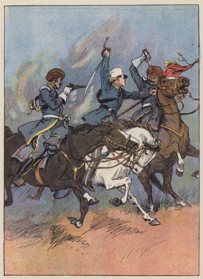 O Tenente Roberts guarda a bandeira (cor litho) de English School