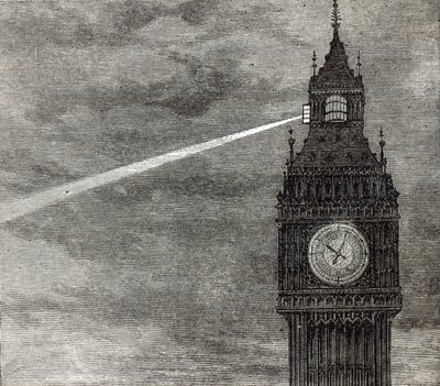 Luz na Torre do Relógio, Casas do Parlamento da The Illustrated London News, 16 de agosto de 1873 de English School
