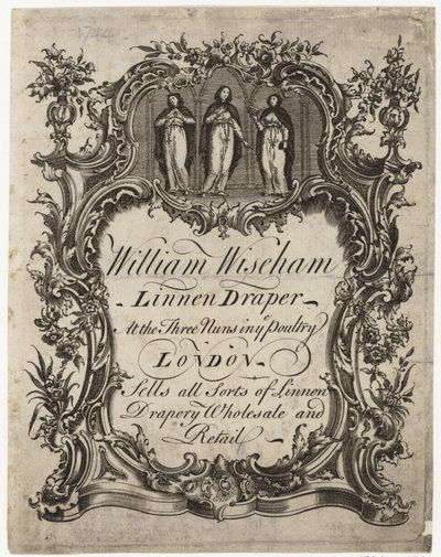 Linho Draper, William Wiseham, cartão de comércio de English School