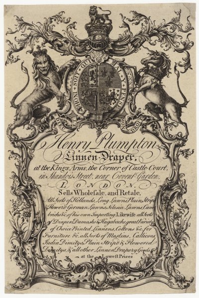 Draper de linho, cartão de comércio de English School