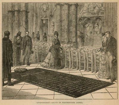 Túmulo de Livingstone na Abadia de Westminster (gravura) de English School