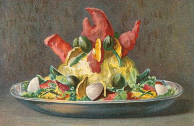 Maionese de salada de lagosta (litografia a cores) de English School