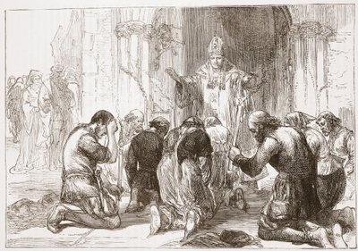 Lolardos fazendo a abjuração de sua fé, ilustração da História do Protestantismo por James Aitken Wylie (1808-1890), pub. 1878 de English School