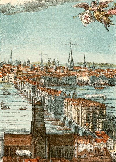 Ponte de Londres (gravura a cores) de English School