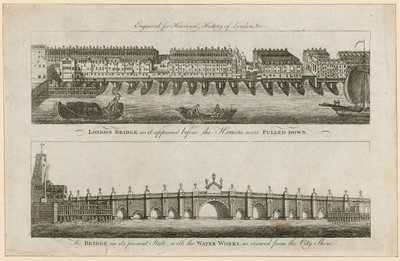 Ponte de Londres antes das Casas serem derrubadas e em seu estado atual de English School