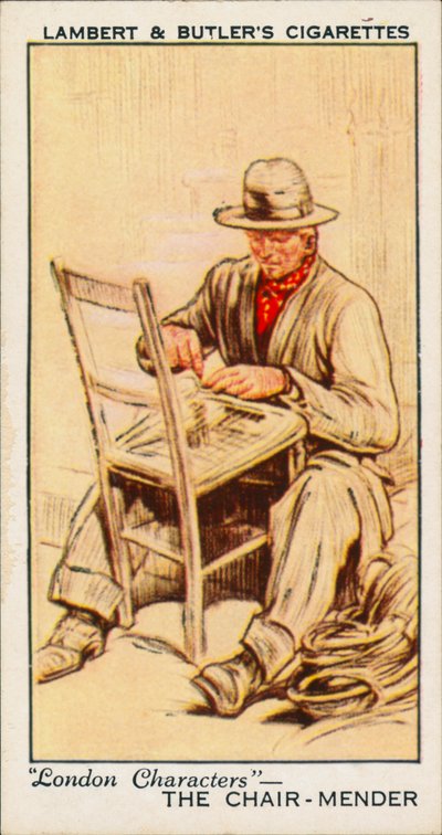 Personagens de Londres: O remendador de cadeiras (litografia a cores) de English School