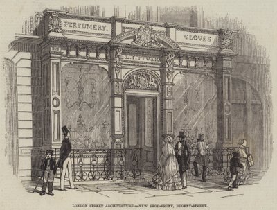 London Street Architecture, New Shop-Front, Regent-Street (gravura) de English School