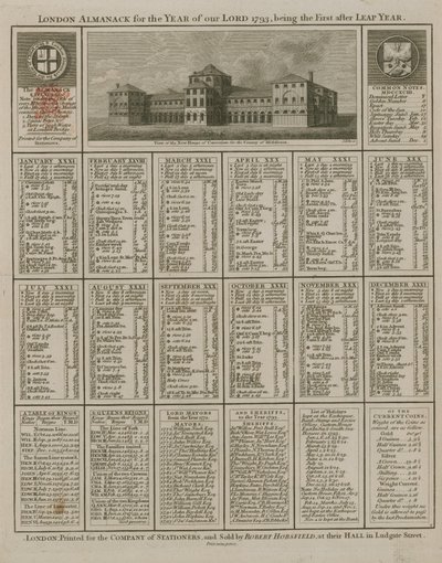 Almanack de Londres para o ano de nosso senhor 1793 de English School