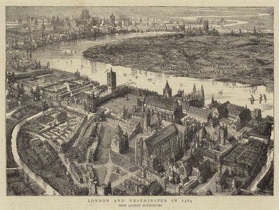 Londres e Westminster em 1584 de English School