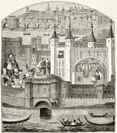 Londres e a Torre de Londres no século 15, de "A História Nacional e Doméstica da Inglaterra", de William Hickman Smith Aubrey (1858-1916) publicaram Londres, c.1890 de English School