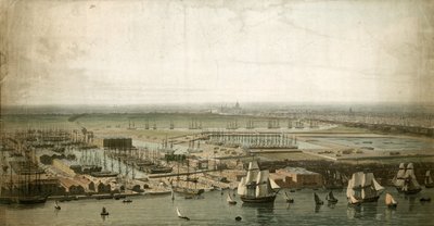 Docas de Londres, com a Catedral de St Pauls à distância de English School
