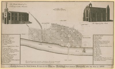 Londres restaurada, ou Sir John Evelyns planeja reconstruir aquela antiga metrópole após o incêndio em 1666 de English School
