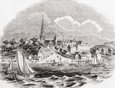 Londonderry, Irlanda do Norte, de Old England: A Pictorial Museum, pub. 1847 de English School