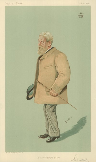 Lorde Arthur Wrottesley, pêra A Staffordshire, 20 de junho de 1895, desenho animado da Vanity Fair de English School