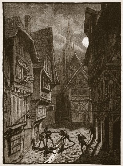 Lord Grey e seus seguidores atacando o conde de Southampton, ilustração da história ilustrada de Cassells da Inglaterra (foto sépia) de English School