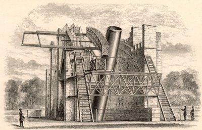 Lorde Rosses, grande telescópio refletor, de Um manual de astronomia descritiva de George F. Chambers, publicado em Oxford, 1890 de English School