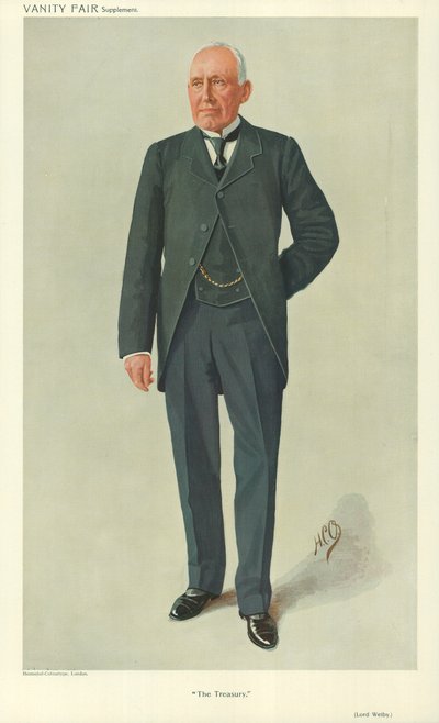 Lord Welby, The Treasury, 10 de março de 1910, desenho animado da Vanity Fair de English School